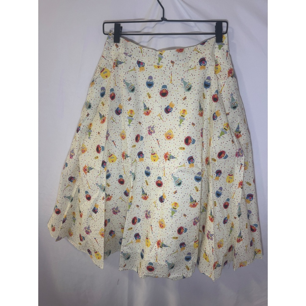 Tulip B Sesame Street Print Midi Skirt Women M Cream Elmo Cookie Monster NWT